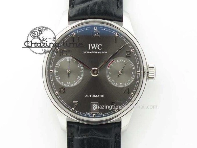 MIROTIME 0211 Portuguese Tourbillon IW504602 RG ZF Best Edition White Dial on Brown Leather Strap Stretchable 7178